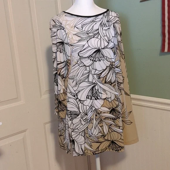 Susan Graver Floral Long Sleeve Tunic Shirt Medium - Picture 2 of 10